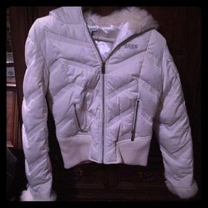 Bebe Sport Puffer Jacket w/ white fur Size S